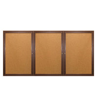 WOOD ENCLOSED 72x36 BULLETIN BOARD WITH 3 DOORS (SHOWN IN WALNUT)