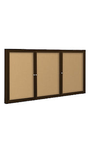 Lockable Indoor Bulletin Board 3 Door with Lights