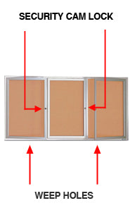 72 x 48 INDOOR Enclosed Bulletin Cork Boards 3 DOOR Metal Cabinet