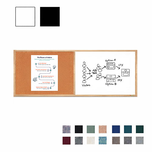 Value Line Combo Board 72x48 Wood Framed Cork Bulletin Marker Board (Open Face with Wood Trim)