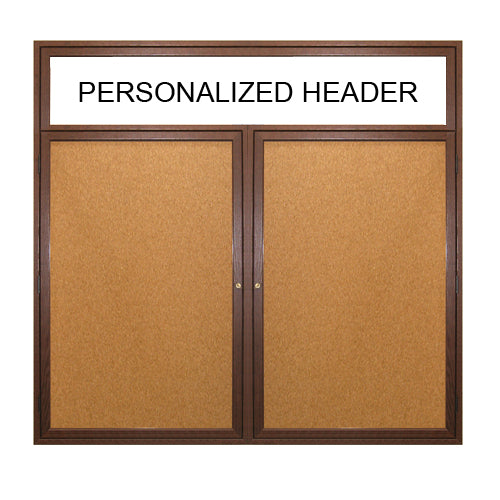 2 DOOR WOOD CORK BOARD 84 x 30 WITH HEADER (SHOWN IN WALNUT)