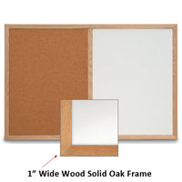 84x12 WHITEBOARD / CORK COMBINATION HAS 1" WIDE SOLID OAK FRAME