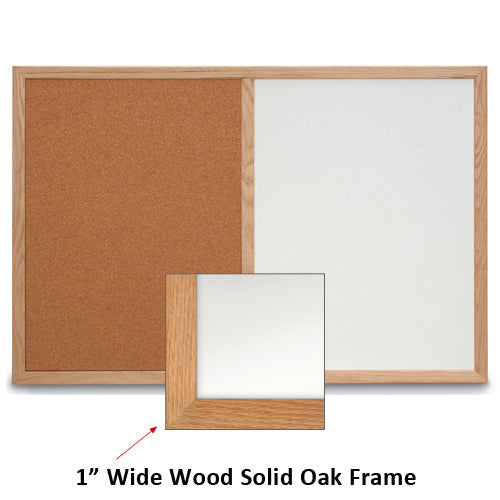 84x12 WHITEBOARD / CORK COMBINATION HAS 1" WIDE SOLID OAK FRAME