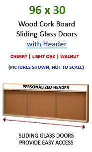 96x30 Indoor Information Board Message Centers w Tempered Glass Doors 