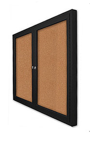 Lockable Indoor Bulletin Board 3 Door with Lights