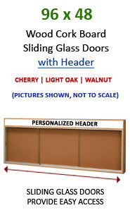 96x48 Indoor Information Board Message Centers w Tempered Glass Doors 