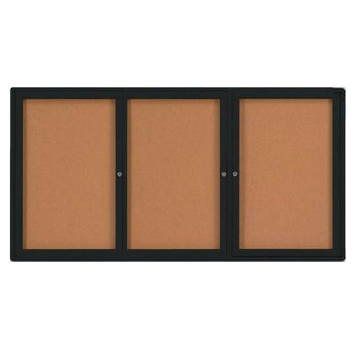 96x30 Enclosed Indoor Bulletin Boards with Radius Edge (3 DOORS)