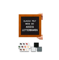 Access Letterboard | Open Face 12x12 Wood Framed Felt Letter Boards in Black, Grey, or White Felt Letter Board Colors Plus 10 Classic Wood 361 Frame Finishes