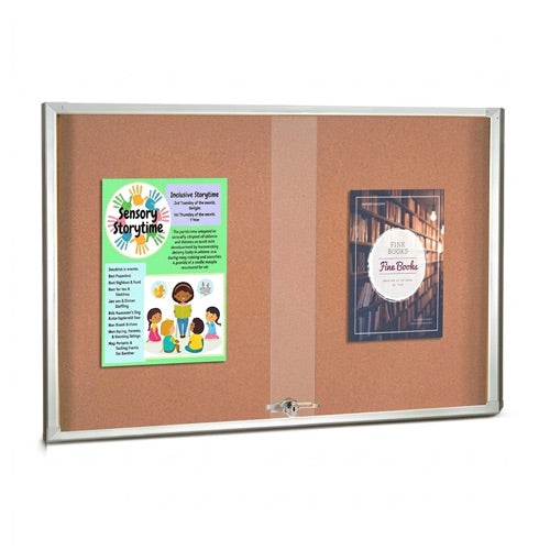 50 x 40 Indoor Enclosed Bulletin Cork Boards with Sliding Glass Doors