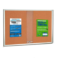 72 x 48 Indoor Enclosed Bulletin Cork Boards with Sliding Glass Doors