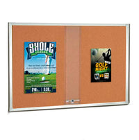 96 x 36 Indoor Enclosed Bulletin Cork Boards with Sliding Glass Doors