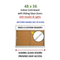 2-Door Bulletin Boards Sliding Glass Doors | Indoor Enclosed Cork Board 48x36 Lighted with Message Header