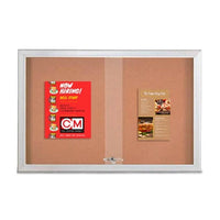Indoor 2 and 3 Door Bulletin Boards with Sliding Glass Doors | Cabinet with Smooth RADIUS EDGE Corners in 25 Sizes