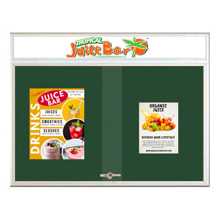 Indoor Bulletin Cork Boards 60x36 with Personalized Header (RADIUS EDGE) (Sliding Glass Doors)