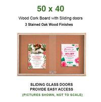 Sliding Glass Doors Indoor 50x40 Enclosed Bulletin Boards (Wood Framed)