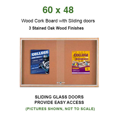 Sliding Glass Doors Indoor 60x48 Enclosed Bulletin Boards (Wood Framed)