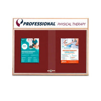 60 x 36 Indoor Enclosed Wood Bulletin Boards with Sliding Glass Doors and Message Header