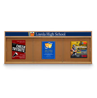 96 x 30 Indoor Enclosed Wood Bulletin Boards with Sliding Glass Doors and Message Header