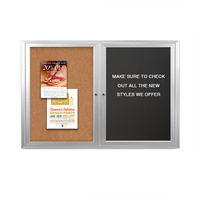 Enclosed 2-Door INDOOR Combo Board 48x48 | Cork Bulletin Board & FELT Letter Board