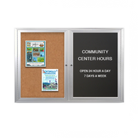 Enclosed 2-Door INDOOR Combo Board 60x60 | Cork Bulletin Board & FELT Letter Board