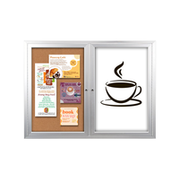 Enclosed 2-Door INDOOR Combo Board 60x30 | Cork Bulletin Board & Dry Erase Marker Board