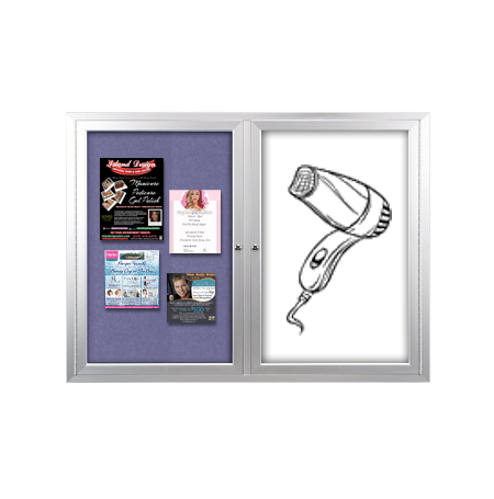 Enclosed 2-Door INDOOR Combo Board 60x60 | Cork Bulletin Board & Dry Erase Marker Board