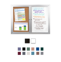 Enclosed 2-Door INDOOR Combo Board 50x50 | Cork Bulletin Board & Dry Erase Marker Board
