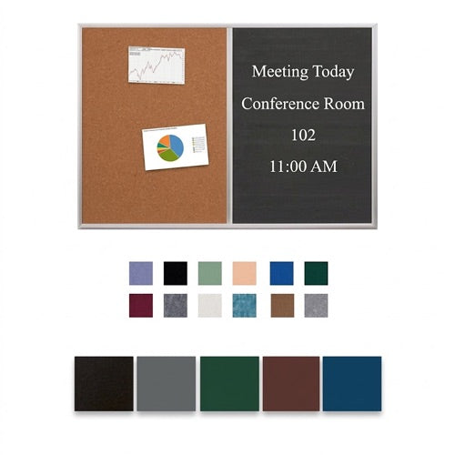 Combo Board 60x12 Metal Framed Cork Bulletin Letter Board (Open Face with Silver Trim)