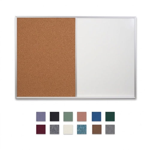 Value Line Combo Board 18x18 Metal Framed Cork Bulletin Marker Board | Open Face with Silver Trim Frame