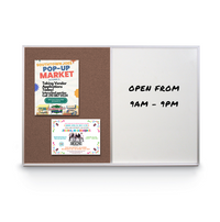 Value Line Magnetic Combo Board 20x15 Metal Framed Cork Bulletin Marker Board (Open Face with Silver Trim)