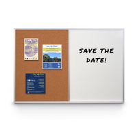 Value Line Magnetic Combo Board 84x12 Metal Framed Cork Bulletin Marker Board (Open Face with Silver Trim)