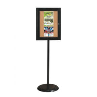 Indoor Enclosed Bulletin Board Floorstand 18 x 24 | Single Locking Door, Black