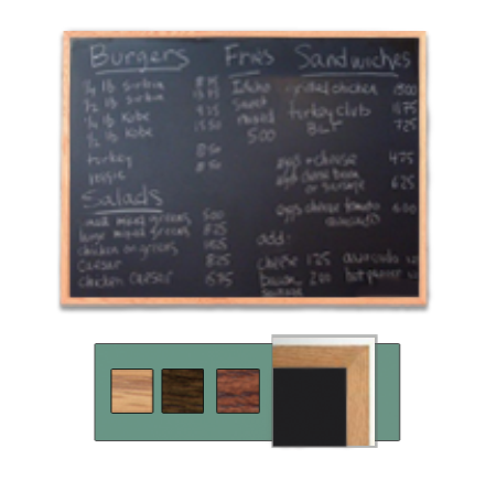 Value Line 12x48 BLACK Chalkboard with Wood Frame in Three Finishes: Light Oak, Walnut, Cherry