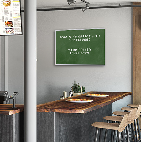 24x36 Magnetic Green Chalk Board with Aluminum Frame (Porcelain on Steel)