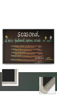 Green Chalk Board 24x96 with Silver Frame and Chalk Tray