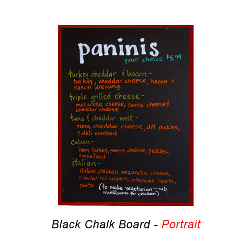 VALUE LINE 12x96 BLACK CHALK BOARD with WOOD FRAME BORDER (SHOWN IN PORTRAIT ORIENTATION)