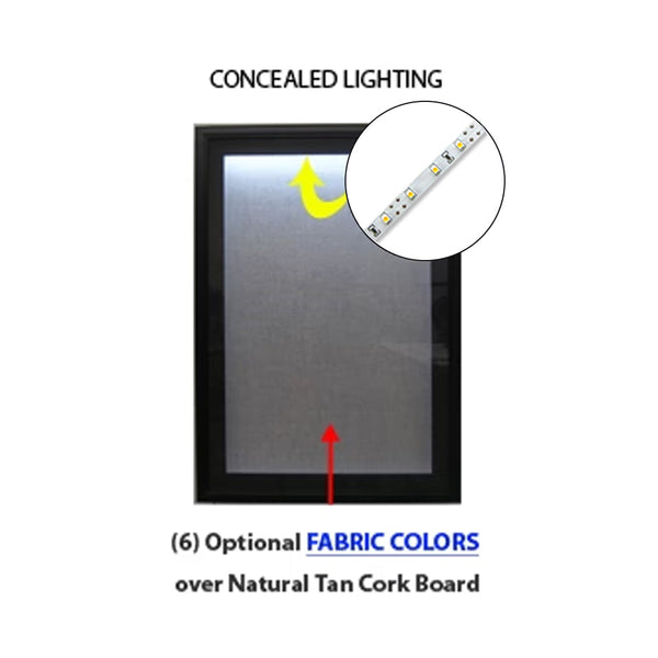 36x36 SwingFrame Designer Wood Framed Lighted Cork Board Display Case 4 Inch Deep
