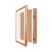 Oak Wood Frame Shadowbox 4" Deep SwingFrames + Cork Board + Interior Lighting