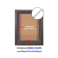 SwingFrame Designer Oak Wood Wall Mount Lighted Display Case w Cork Board 1" Deep