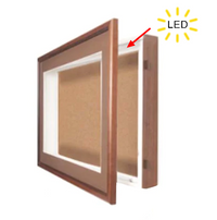 20x24 SwingFrame Designer Wood Framed Lighted Cork Board Display Case 2 Inch Deep