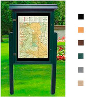 Eco-Design 28" x 42" Outdoor ULTRA-SIZE Faux Wood Information Message Board, Free-Standing with Posts, Double-Sided - Portrait