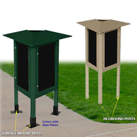 3-SIDED Kiosk Freestanding Outdoor Information Board 28x42 Side Hinged. Available in 6 Recycled Plastic Lumber Finish3s