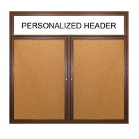 Enclosed Indoor Wood Frame Bulletin Boards with Message Header | Multiple Doors | 2 & 3 Door Wall Display Cases