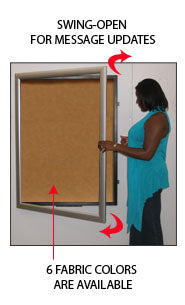 Extra Large, Bold Super Wide-Face 18x36 Enclosed Bulletin Cork Board SwingFrame | with Durable Metal, Swing Open Frame Profile