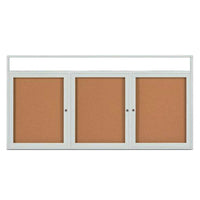 Enclosed Indoor Enclosed Bulletin Boards 96 x 30 w Message Header + Radius Edge 3 DOOR