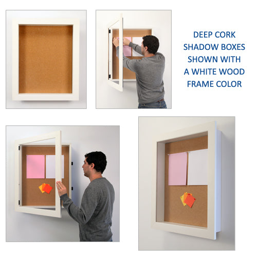 WHITE WOOD FRAMED SHADOW BOX DISPLAY CASES 1" DEEP with LED INTERIOR LIGHTING. SWING-OPEN, REPLACE YOUR POSTINGS, and SWING SHUT! OPTIONAL LOCK & KEY IS AVAILABLE