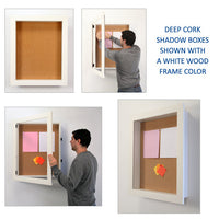 WHITE WOOD FRAMED SHADOW BOX DISPLAY CASES 2" DEEP with LED INTERIOR LIGHTING. SWING-OPEN, REPLACE YOUR POSTINGS, and SWING SHUT! OPTIONAL LOCK & KEY IS AVAILABLE