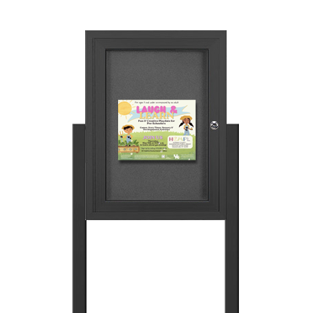 SwingCase Standing 22x28 Outdoor Bulletin Board Enclosed with 2 Posts (One Door)
