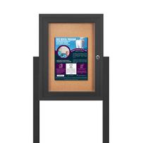 SwingCase Standing 42x42 Outdoor Bulletin Board Enclosed with 2 Posts (One Door)