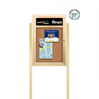 SwingCase Standing 36x36 Lighted Outdoor Bulletin Board Enclosed w Header + Posts (One Door)